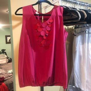 Akris silk magenta confetti top